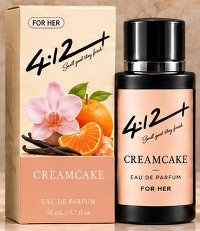 4.12+ Creamcake eau de parfum bottle with its carton