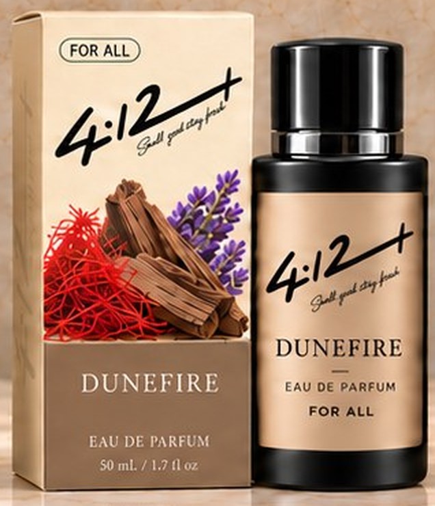 4.12+ Dunefire eau de parfum bottle with its carton