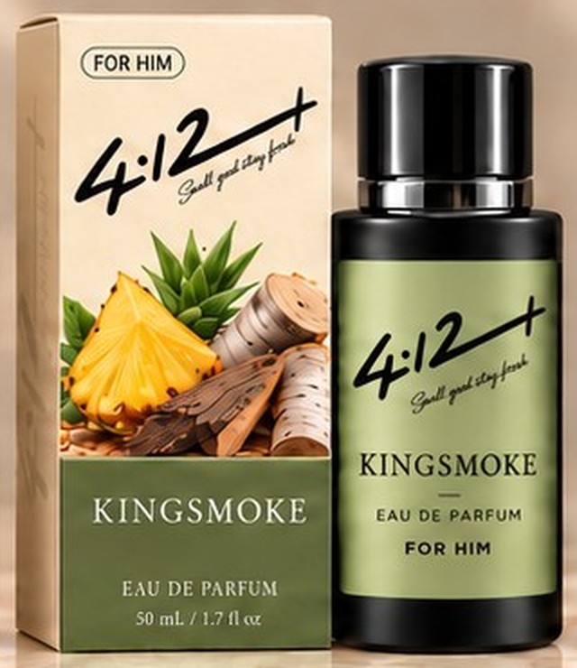 4.12+ Kingsmoke eau de parfum bottle with its carton